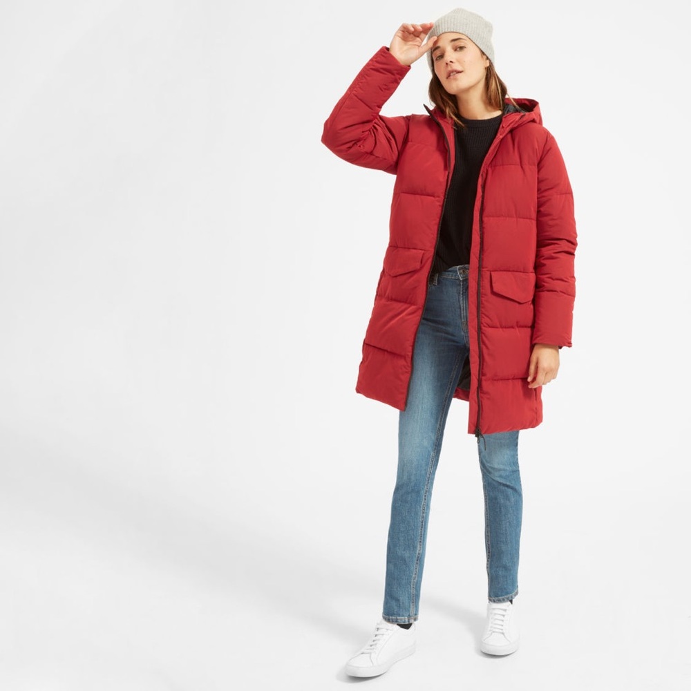 Red Long Puffer Jacket by Everlane